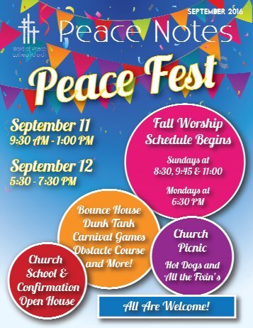 Peace Notes September 2016 - Word of Peace Lutheran Church