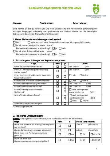 ANAMNESE-FRAGEBOGEN FÜR FRAGEBOGEN FÜR ...