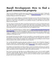 Bacall Development: How to find a good commercial property