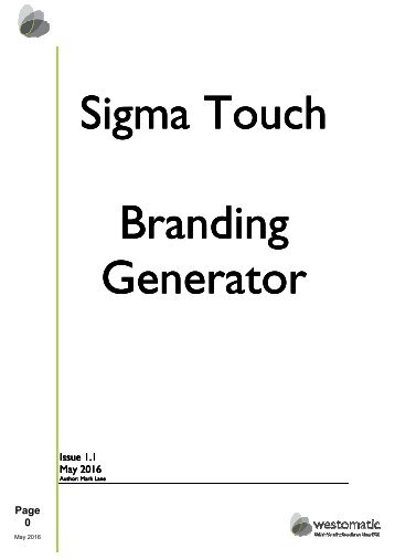 Sigma Touch Branding Generator Manual 01-0516