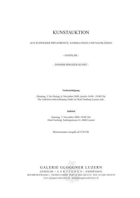 Auktionskatalog 2009 (3'162 kB - pdf) - Galerie Gloggner Luzern