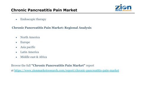 Chronic Pancreatitis Pain Market