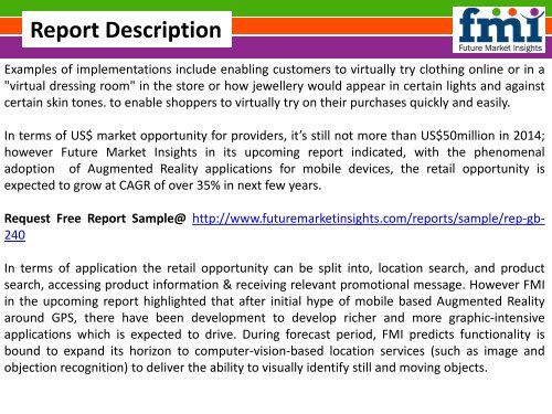 Augmented Reality (AR) Market Forecast and Segments, 2014-2020