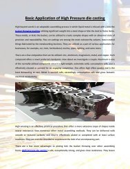 Basic Application of High Pressure die casting 4-AUG-16