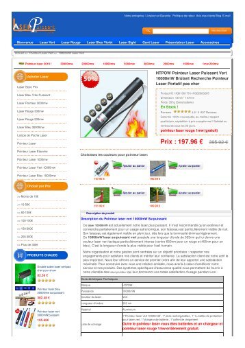 Pointeur Laser Puissant Vert 10000mW