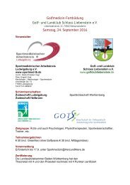 Golfmedizin Programm 09/2016 GC Schloss Liebenstein