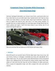 Important Things To Consider While Choosing An Auto Body Repair Shop