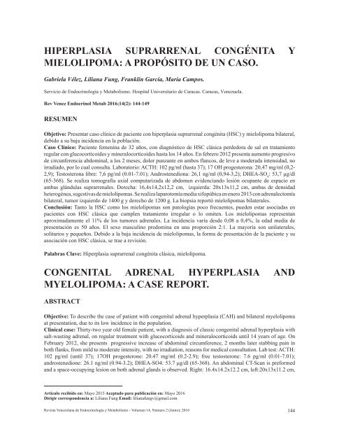 REVISTA VENEZOLANA DE ENDOCRINOLOGÍA Y METABOLISMO