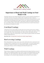 Importance of Roof and Wall Coatings on Your Home's Life