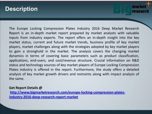 Europe Locking Compression Plates Industry 2016 Deep Market Research Report