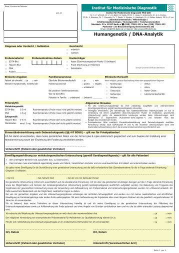 Anforderungsschein Humangenetik (PDF-Datei) - IMD Berlin