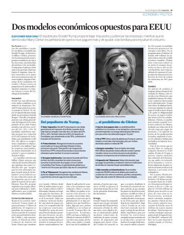 Programas económicos de Donald Trump y Hillary Clinton (Diario Expansión, 19 agosto 2016)