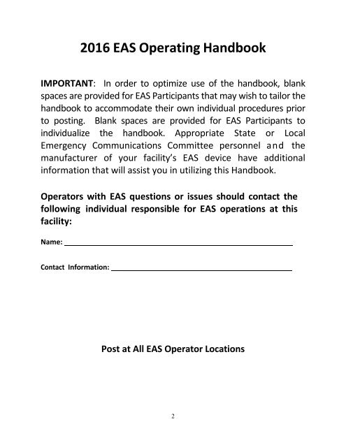 2016 EAS Operating Handbook