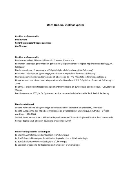 Curriculum Vitae - IVF Zentren Prof. Zech