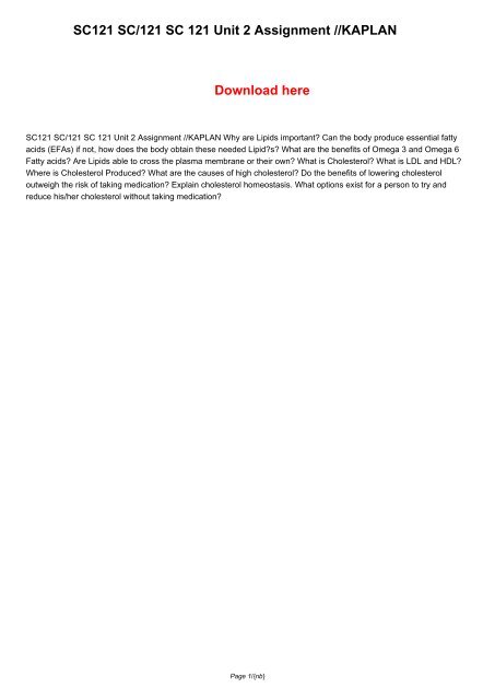 SC121 SC/121 SC 121 Unit 2 Assignment KAPLAN
