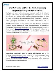 Why Not Come and Get the Most Astonishing Designer Jewellery Online Collections