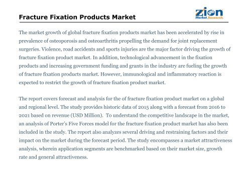 Fracture Fixation Products Market