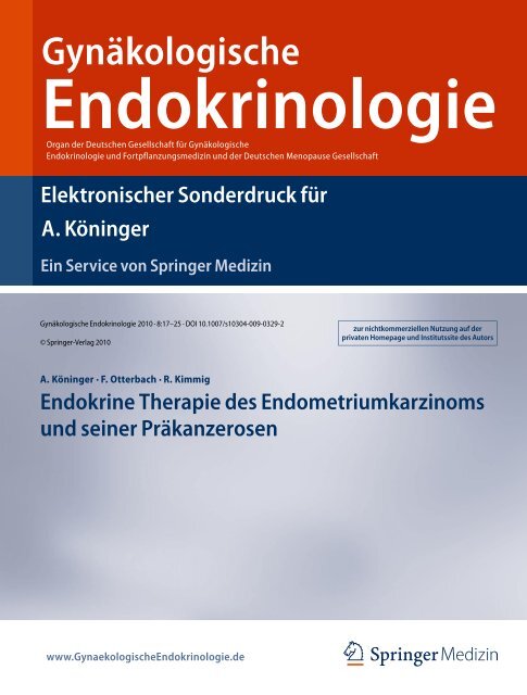 Endokrine Therapie des Endometriumkarzinoms und seiner ...