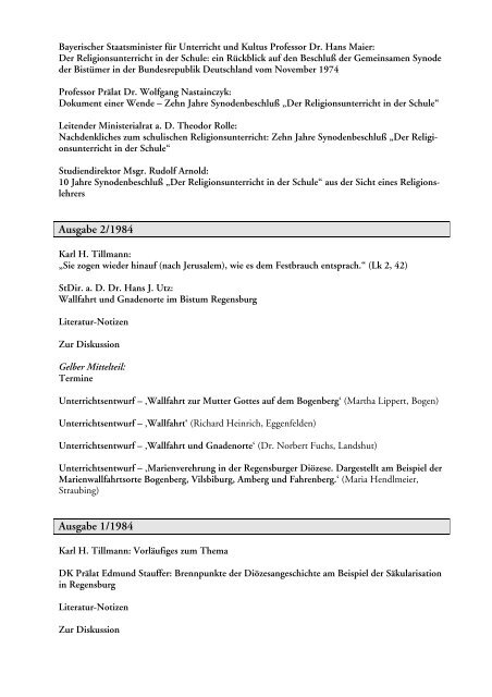 Alle Artikel der Regensburger RU-Notizen von 1/1982 – 2/2011 ...