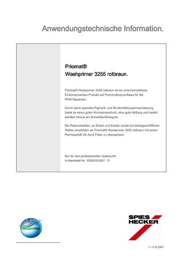 Priomat® Washprimer 3255 rotbraun - CH Coatings AG