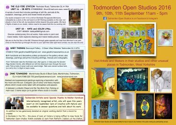 Todmorden Open Studios 2016 brochure