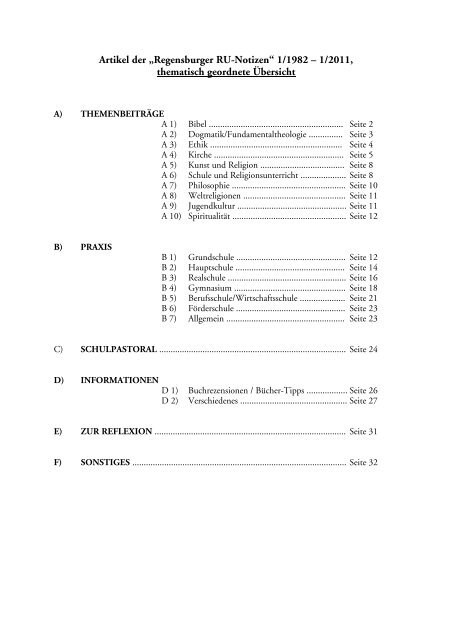 Regensburger RU-Notizen - Religionspädagogisches Seminar