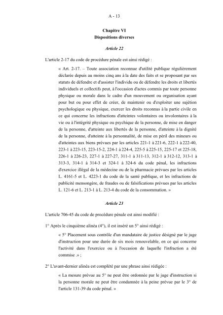 Le droit pénal et la progression spirituelle au sein des sectes : l'exemple de l'Église de scientologie - Annexes