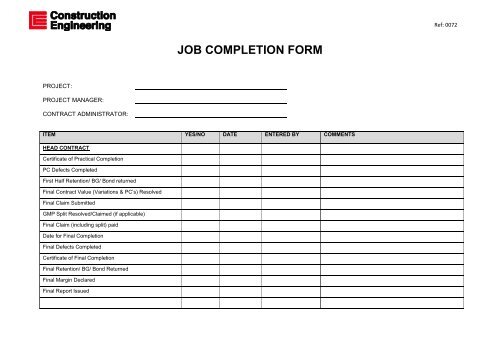 0072 Job Completion Form