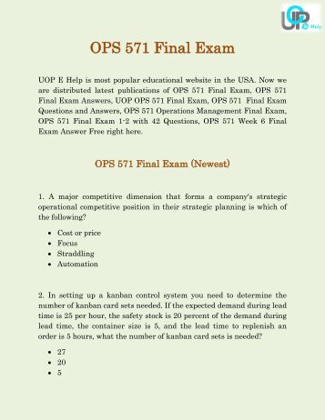 OPS 571 Final Exam Answers | OPS 571 Final Exam Through by UOP E Help