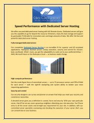 Speed Performance with Dedicated Server Hosting