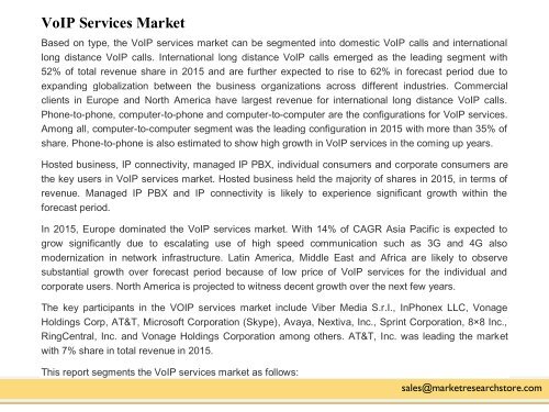 VoIP Services Market - Growing at a CAGR of 9.1% between 2016 and 2021