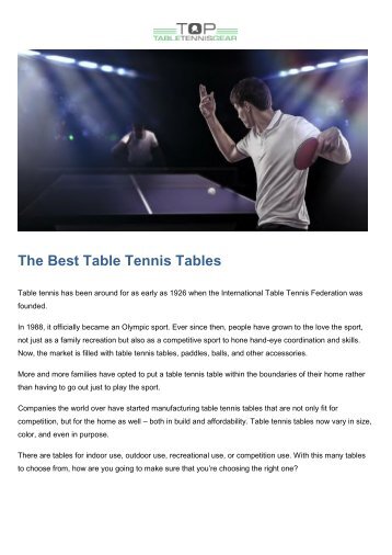 The Best Table Tennis Tables