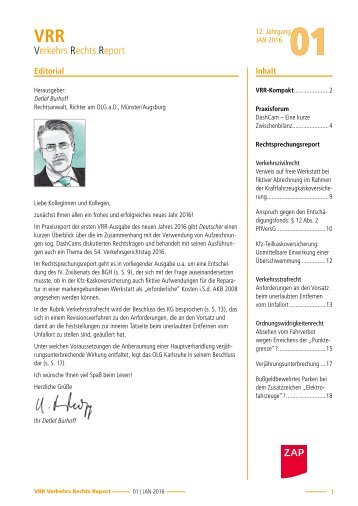 Infobrief VerkehrsRechtReport 01/2016