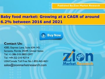 Baby food market: Growing at a CAGR of around 6.2% between 2016 and 2021