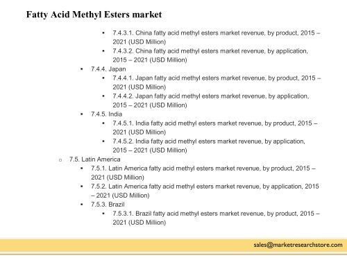 Fatty Acid Methyl Esters market