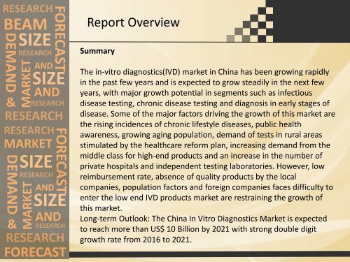 China In Vitro Diagnostics (IVD) - Opportunity Assessment, Competitive Landscape and Market Forecasts to 2021