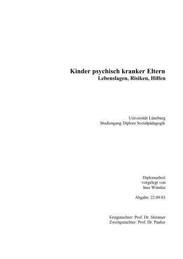 Kinder psychisch kranker Eltern Lebenslagen ... - Netz und Boden