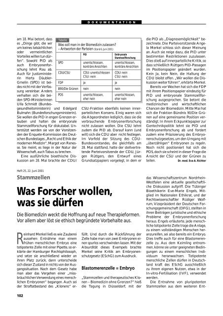 Dokumentation PID, PND, Forschung an Embryonen - 3., erweiterte ...