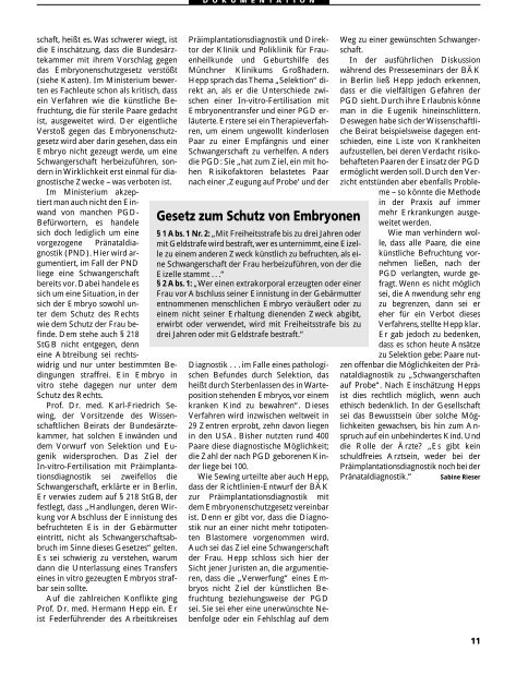 Dokumentation PID, PND, Forschung an Embryonen - 3., erweiterte ...