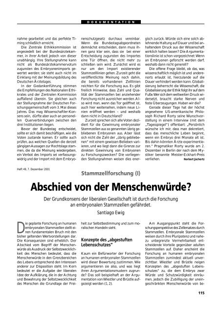 Dokumentation PID, PND, Forschung an Embryonen - 3., erweiterte ...