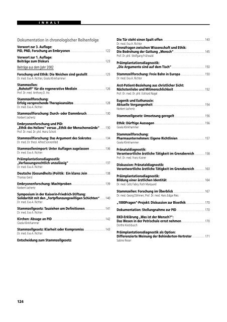 Dokumentation PID, PND, Forschung an Embryonen - 3., erweiterte ...