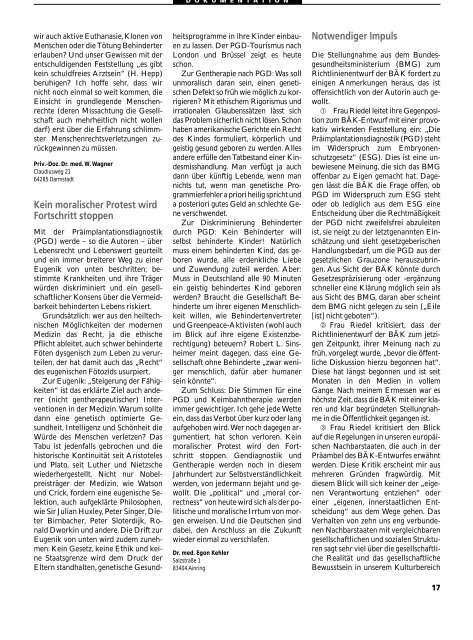 Dokumentation PID, PND, Forschung an Embryonen - 3., erweiterte ...