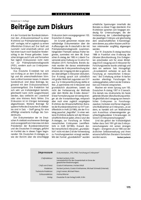 Dokumentation PID, PND, Forschung an Embryonen - 3., erweiterte ...