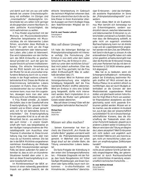 Dokumentation PID, PND, Forschung an Embryonen - 3., erweiterte ...