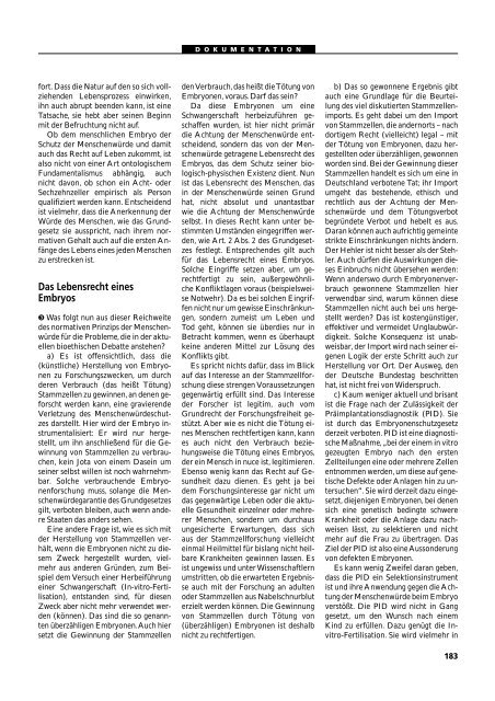 Dokumentation PID, PND, Forschung an Embryonen - 3., erweiterte ...