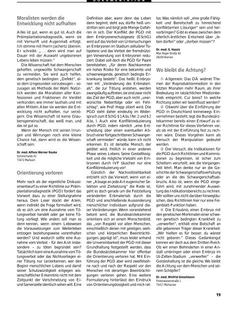 Dokumentation PID, PND, Forschung an Embryonen - 3., erweiterte ...