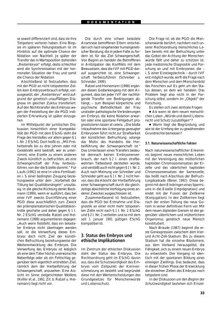 Dokumentation PID, PND, Forschung an Embryonen - 3., erweiterte ...