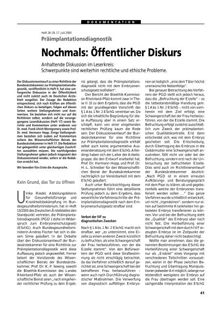 Dokumentation PID, PND, Forschung an Embryonen - 3., erweiterte ...