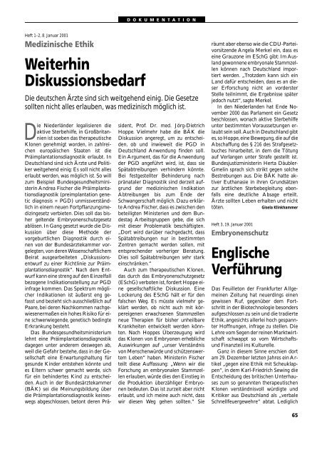 Dokumentation PID, PND, Forschung an Embryonen - 3., erweiterte ...