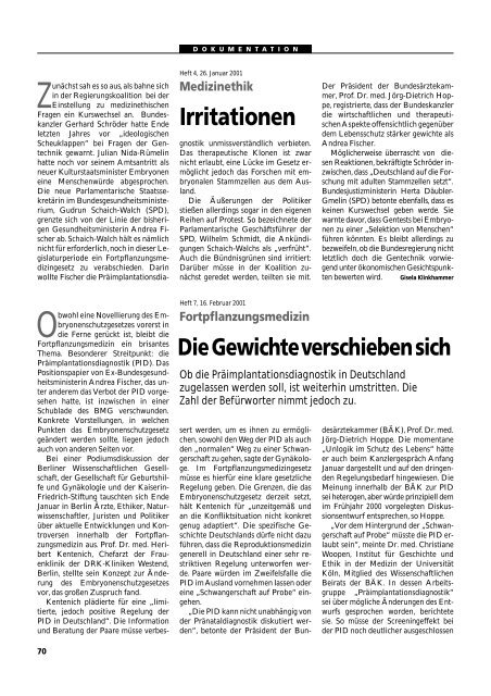 Dokumentation PID, PND, Forschung an Embryonen - 3., erweiterte ...